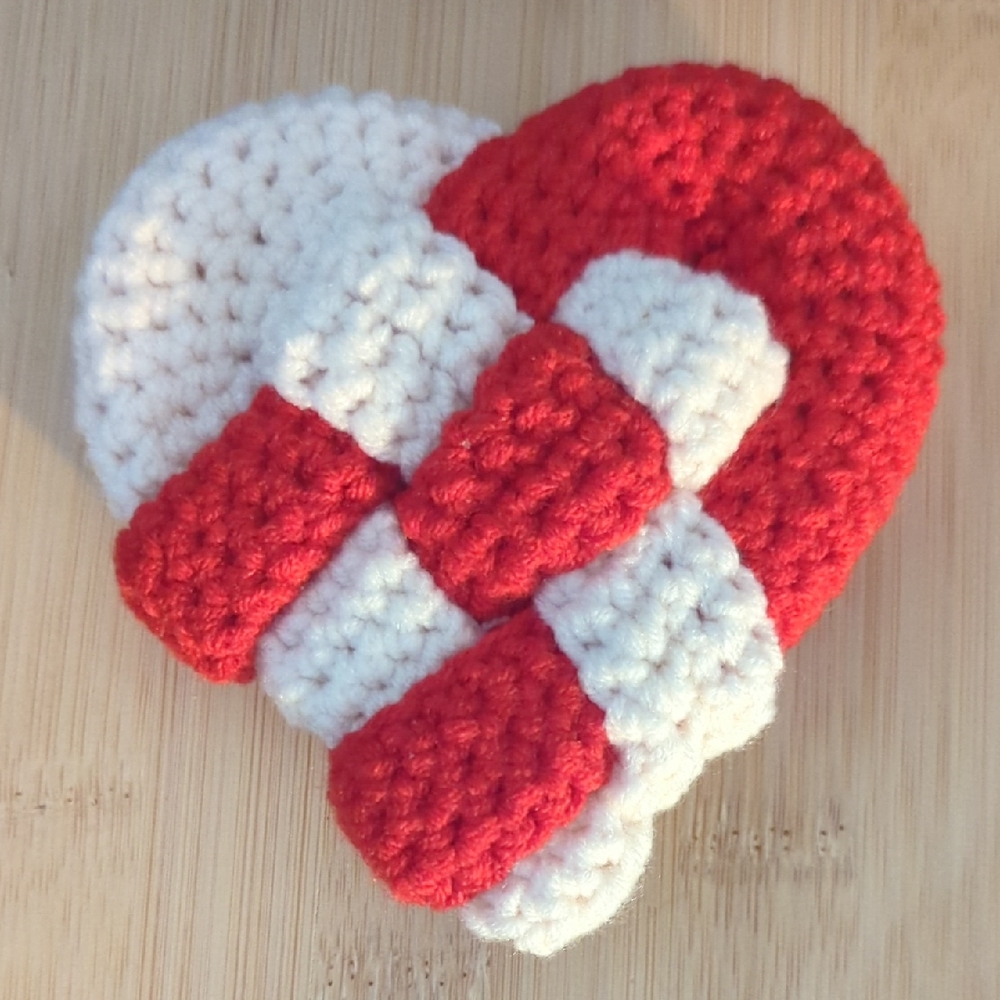 Handmade Red and White Crochet Heart